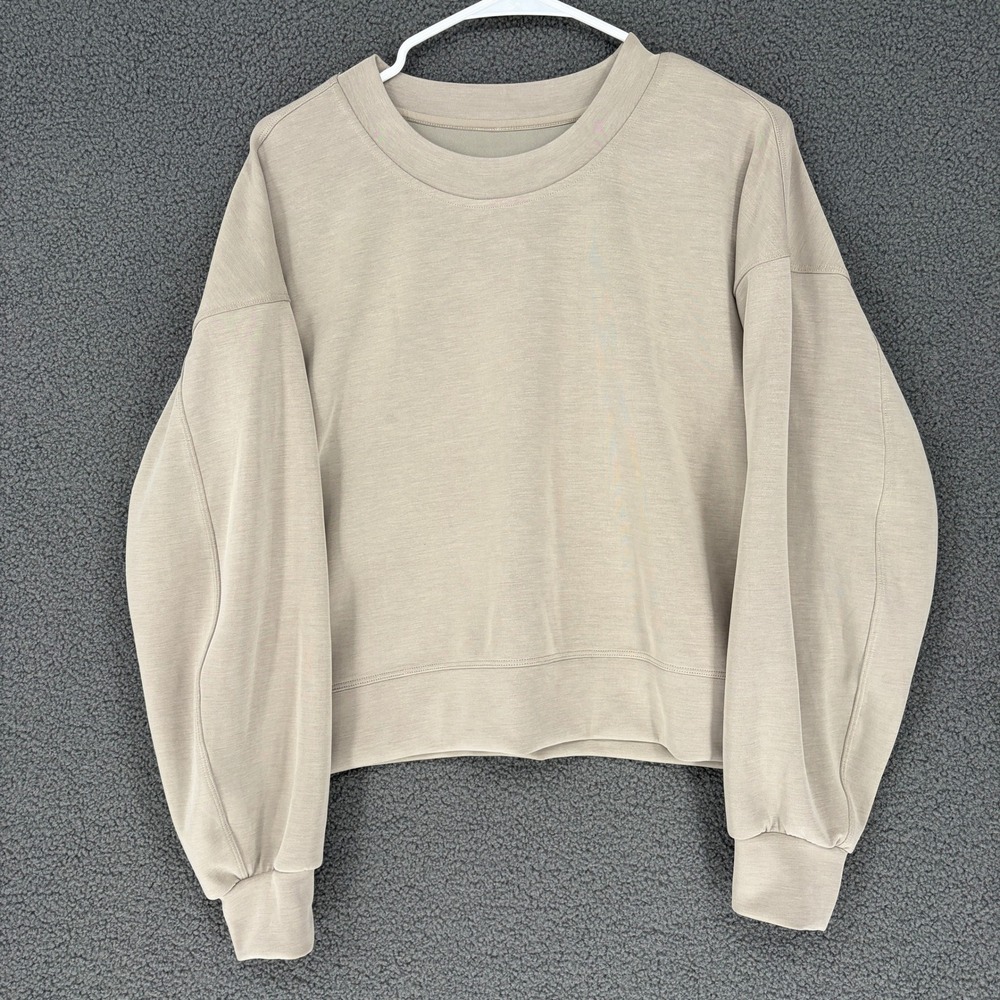 Lululemon Softstreme Perfectly Oversized Cropped Crew Pullover Beige Tan Size 6